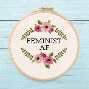 Feminist AF Flower Wreath Cross Stitch Pattern (PDF Download) image 2