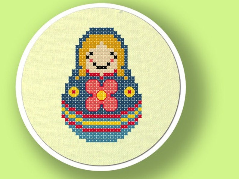 Matryoshka II. Russian Doll Cross Stitch PDF Pattern image 4