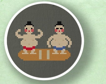 Sumo Wrestlers. Cross Stitch PDF Pattern