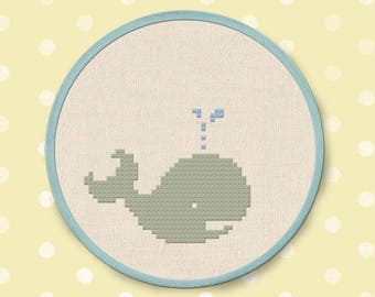 Cute Whale Cross Stitch Pattern, Animal Cross Stitch, Modern Simple Cute Cross Stitch Pattern PDF Instant Download