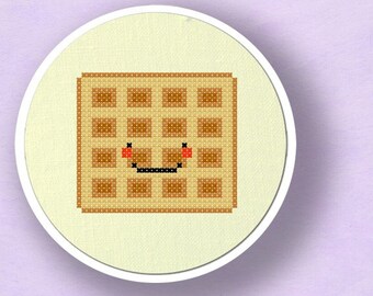 Yummy Waffle. Modern Simple Cute Food Counted Cross Stitch PDF Pattern. Instant Download