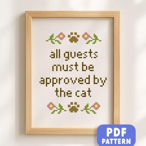 Funny Cat Cross Stitch Pattern: Sassy Pet Humor Embroidery (PDF Download)