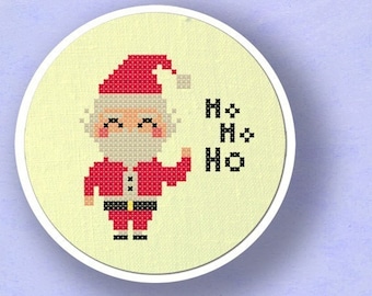 Santa Claus. Ho Ho Ho Christmas Modern Simple Cute Counted Cross Stitch PDF Pattern. Instant Download