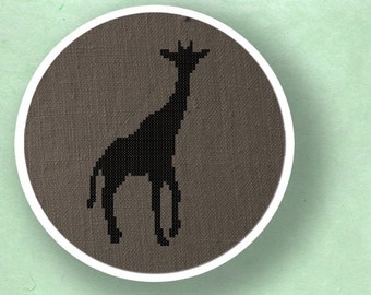 Giraffe Silhouette. Modern Simple Cute Counted Cross Stitch PDF Pattern. Instant Download