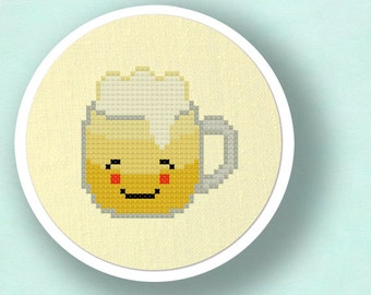 Refreshing Beer Cross Stitch Pattern. Modern Simple Cute Counted Cross Stitch PDF Pattern. Instant Download