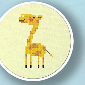 Cute Giraffe Cross Stitch Pattern, Animal Modern Simple Cute Counted Cross Stitch Pattern. PDF File, Nursery Decor, Instant Download image 1