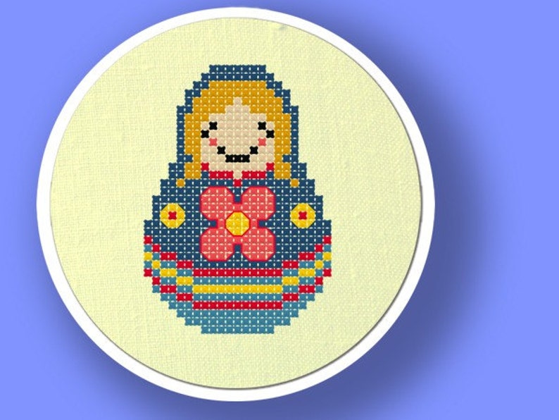 Matryoshka II. Russian Doll Cross Stitch PDF Pattern image 3