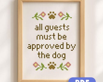 Modèle de point de croix chien drôle : broderie humour animal impertinent (téléchargement PDF)