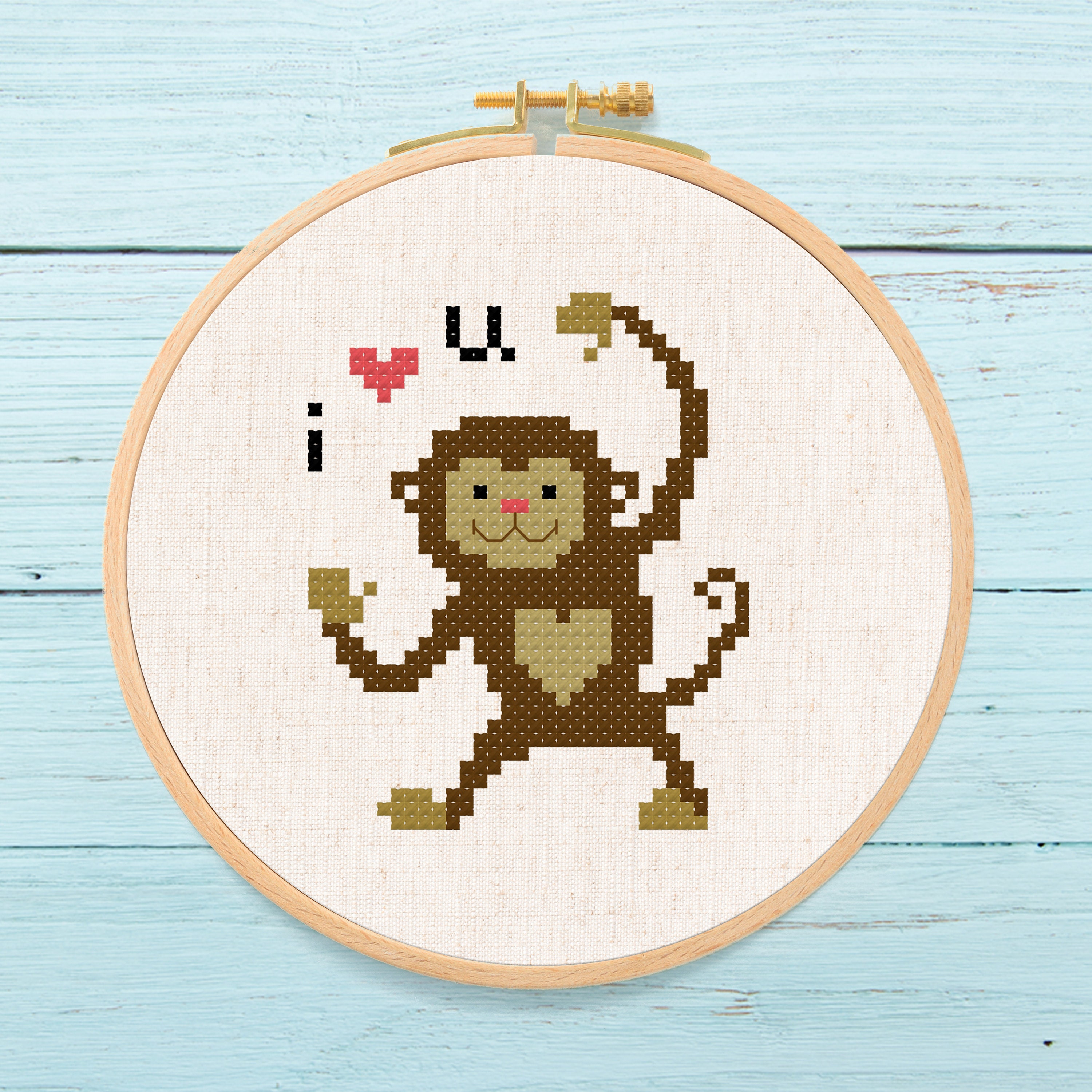 Cute monkey cross stitch Pattern PDF Beginners cross stitch For kids Cross stitch Easy cross stitch Simple cross stitch Funny cross stitch