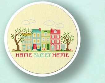 Home Sweet Home Cross Stitch Pattern. Best Seller Apartment Living Modern Simple Cute Counted Cross Stitch Pattern. PDF Instant Download