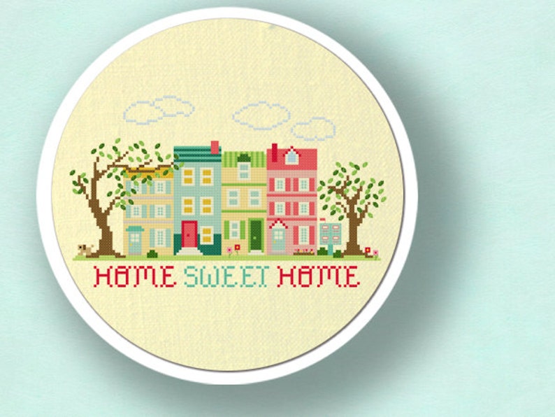 Home Sweet Home Cross Stitch Pattern. Best Seller Apartment Living Modern Simple Cute Counted Cross Stitch Pattern. PDF Instant Download image 1