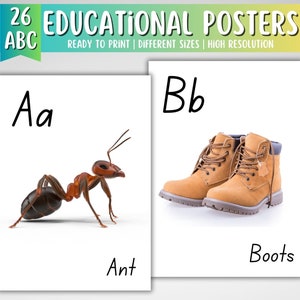 Cartel del alfabeto para la pared del aula, Gran formato para uso en el aula, Arte educativo de la pared, Decoración del aula Montessori, Imprimibles de educación en el hogar