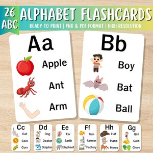 ABC Karteikarten, Karteikarten für Kinder, druckbare Lernkarten, Lerne ABC, Alphabet Karteikarten, Montessori Karten, digitaler Download