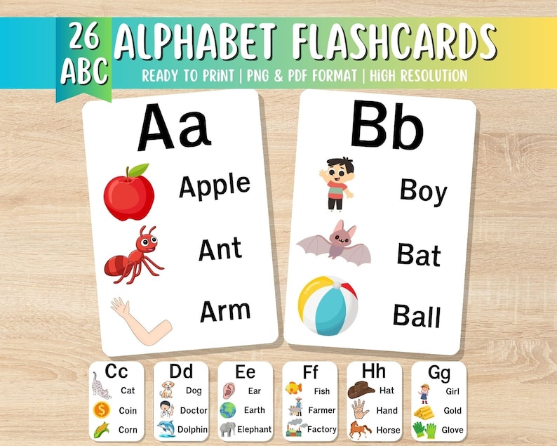 ABC Flashcards, Flashcards for Kids, Educational Printable Cards, Learn ...