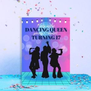 Dancing Queen Birthday Invitation | Editable Mamma Mia Birthday Party Invite | Printable Canva Template