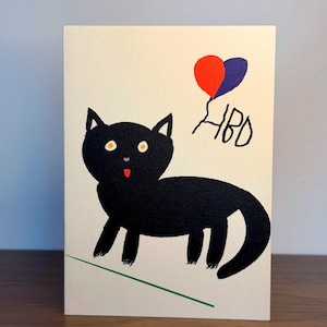 Funny Black Void Cat Birthday Card – Quirky Pet Lover Art, Eco Friendly Greeting