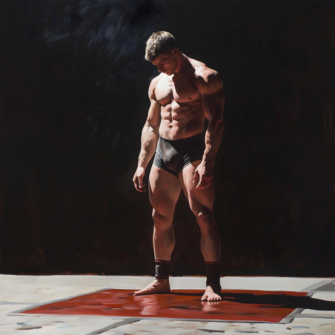 Wrestler 13 Vintage Male Art Digital Print Male PaintingWall Art