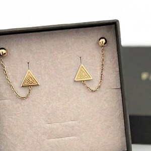 Iman (Faith) Double Piercing Islamic Calligraphy Earrings image 3