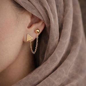 Iman (Faith) Double Piercing Islamic Calligraphy Earrings image 1