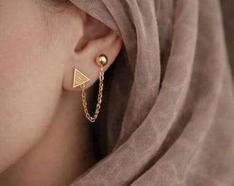 Iman (Faith) Double Piercing Islamic Calligraphy Earrings