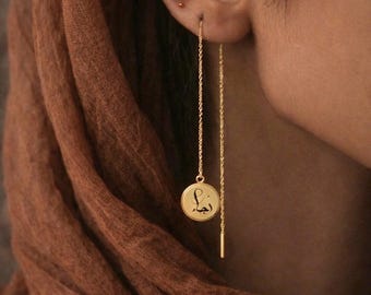 Raja and Khawf (Hope and Fear) Islamic Calligraphy Threader Earrings