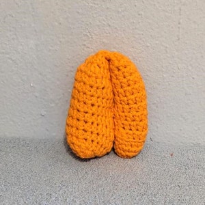May include: A crocheted orange plush toy shaped like a pair of lungs.
