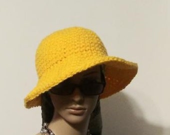 Bucket Hat Handmade Crochet Bulky Yellow