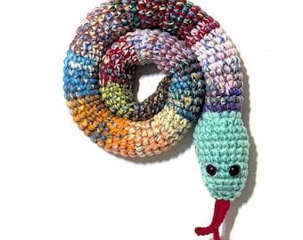 Crocheted Door Draft Stopper Snake: 40-inch Colorful Blocker