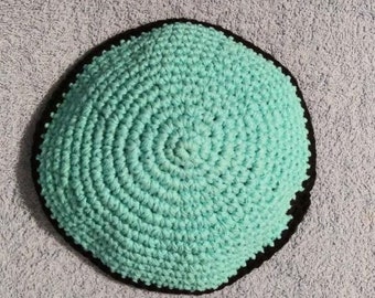 Yarmulke Kippot Kippah Frik Crocheted Cotton Aqua Blue  7 inches