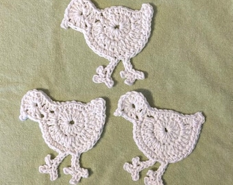 Crochet Cotton White Chicken Chicks Easter Appliques
