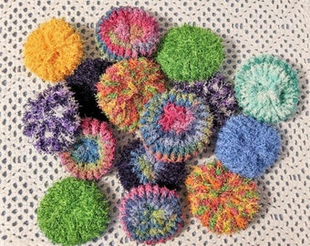 Set Of Three  Assorted Crochet Kitchen Scrub Pads Scrubbies Cleaning Reuseable Eco Friendly