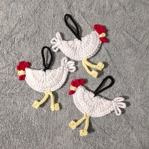 Crocheted Chicken Luggage Tags, Gift Tags, Country Decor, Christmas Ornaments, Car Accessories Handmade Your Choice Set of Three image 8