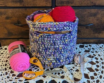 Crocheted Storage Basket: Heavy Duty Market Tote (10 x 9 inches)