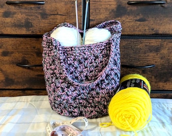 Handmade Crochet Granny Square Tote Bag: Pink, Black & Gray