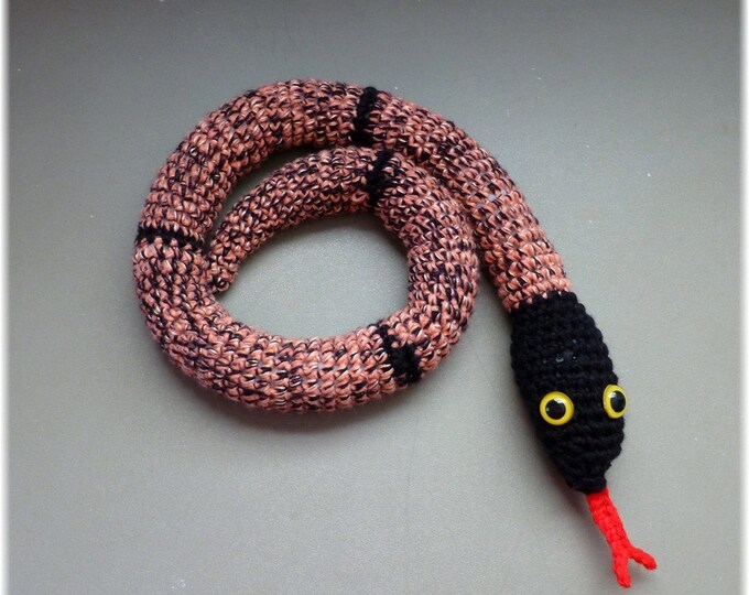 Door Snake Draft Stopper Pink Peach Rose Black Snake Stuffed Etsy