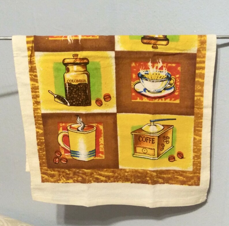 Full Size Kitchen Towel with Removable Crochet Towel Holder Coffee Theme Crochet Top Kitchen Towel image 3