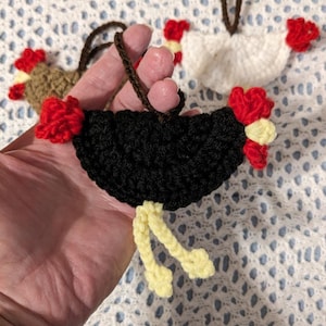 Crocheted Chicken Luggage Tags, Gift Tags, Country Decor, Christmas Ornaments, Car Accessories Handmade Your Choice Set of Three image 9