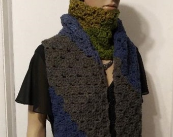 Scarf Crochet Unisex Diagonal Stripes Pattern Adult Teen Size