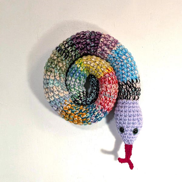 Crocheted Door Draft Stopper Snake: Colorful Home Decor (40 inches)