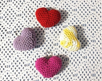 Heart Key Ring Hand Crocheted Stuffed Choose Color