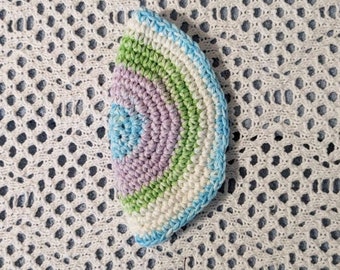 Crocheted Yarmulke Kippot Kippah Frik Cotton White Lime Violet Aqua Blue 6.5 inches