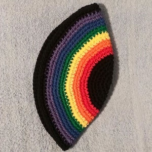 Yarmulke Kippot Kippah Frik Crocheted Cotton LGBT Rainbow 10-11 inches