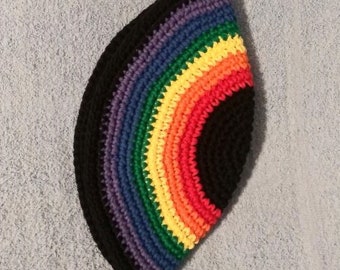 Yarmulke Kippot Kippah Frik Crocheted Cotton LGBT Rainbow 10-11 inches