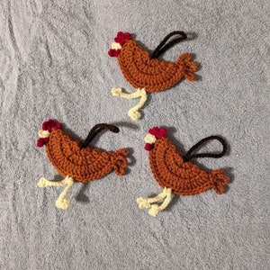 Crocheted Chicken Luggage Tags, Gift Tags, Country Decor, Christmas Ornaments, Car Accessories Handmade Your Choice Set of Three image 5