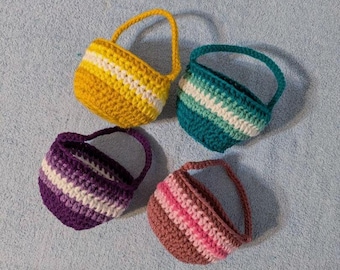 Crochet Mini Easter Basket – Striped Spring Decor (Choice of Colors)