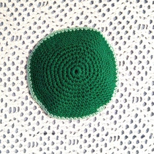 Crocheted Yarmulke Kippot Kippah Frik Cotton Green 8 inches image 4