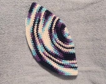 Yarmulke Kippot Kippah Frik Crocheted Cotton White Blue Purple 10 inches