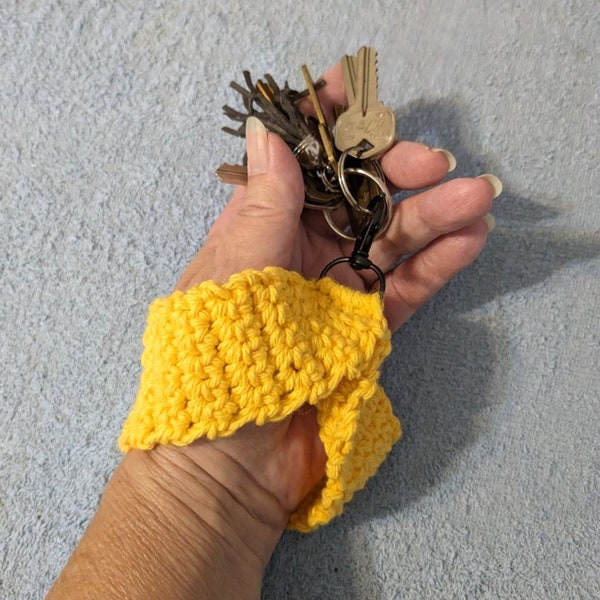 Key Fob Keychain Wristlet Crochet Cotton Key Lanyard 6 inches Long Handmade Key Holder Unique Choice of One Choose Color