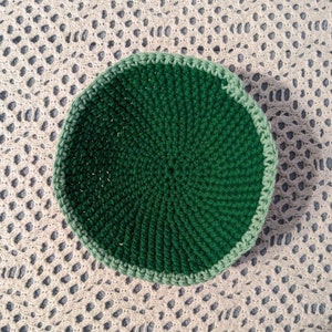 Crocheted Yarmulke Kippot Kippah Frik Cotton Green 8 inches image 5