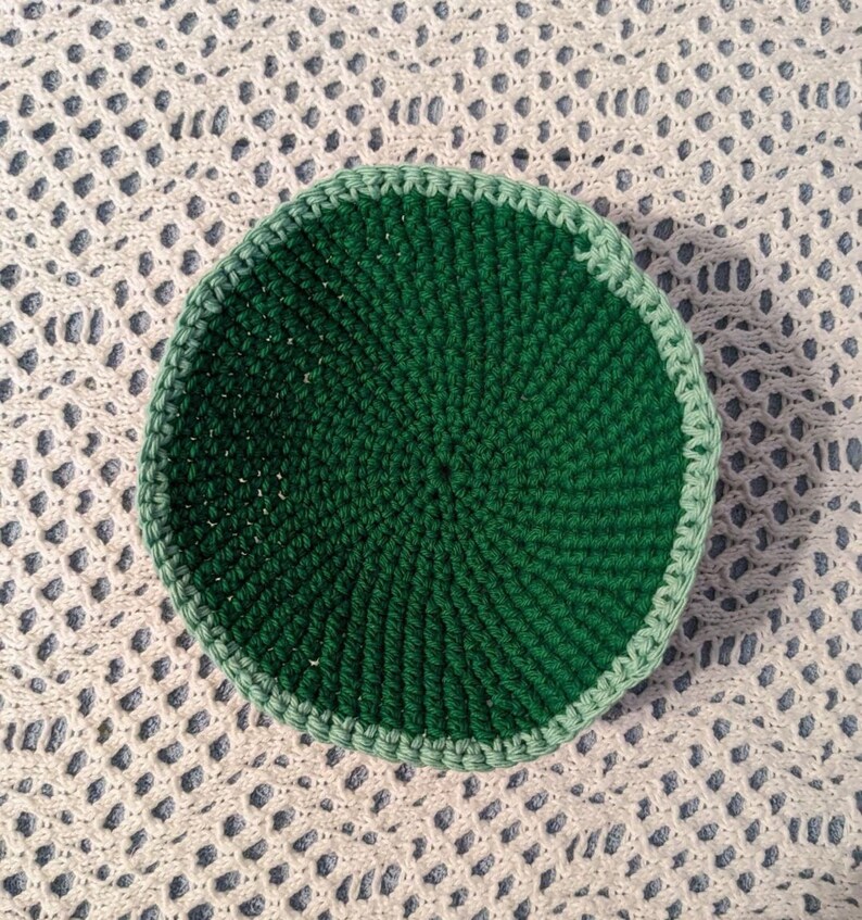 Crocheted Yarmulke Kippot Kippah Frik Cotton Green 8 inches image 5